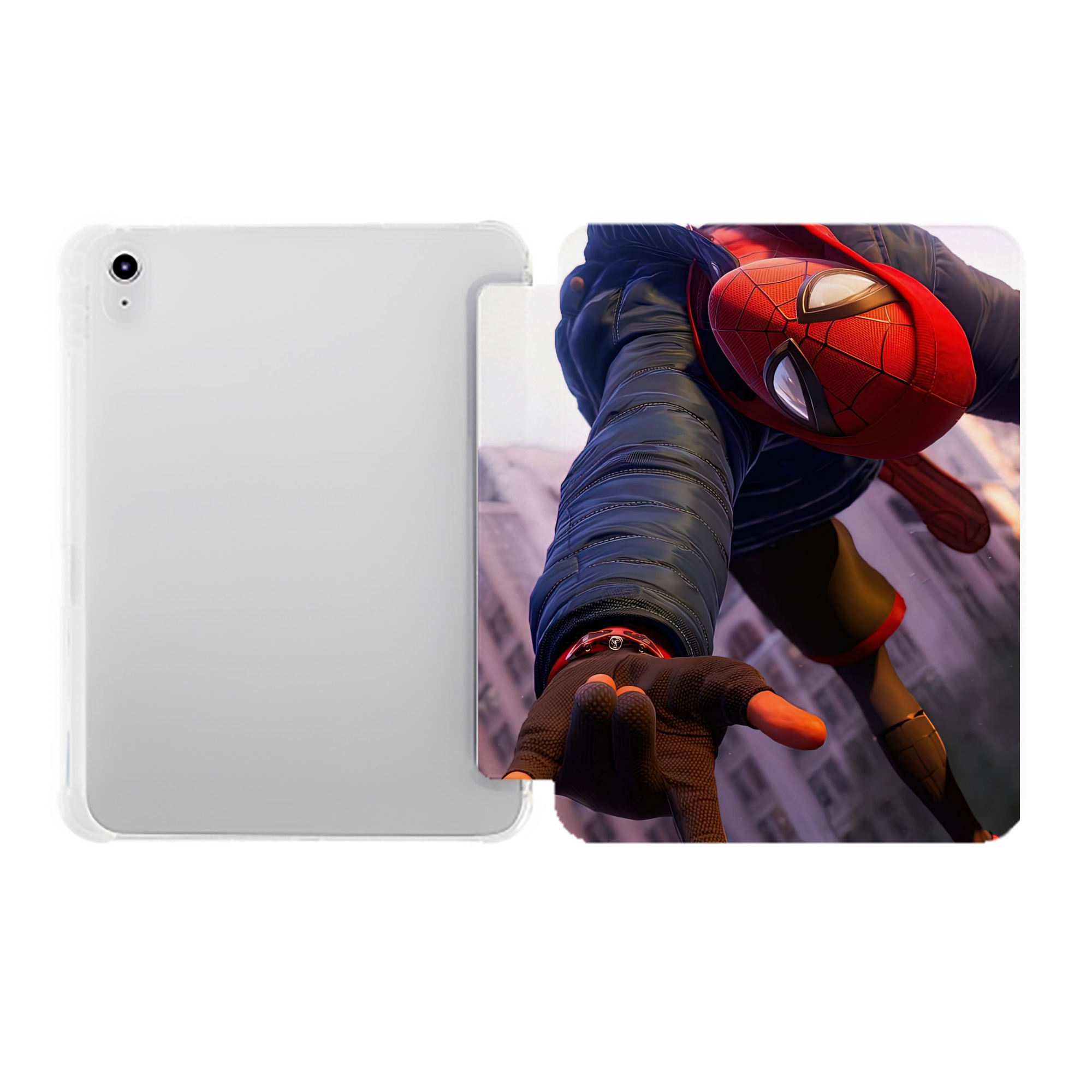 （画像用） Spider Man スパイダーマン IPad ケース ペン収納付き 三つ折りスタンド PUレザー×シリコン 対応機種9.5/10.5/10.9インチ